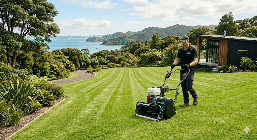 Professional lawn care in Huia